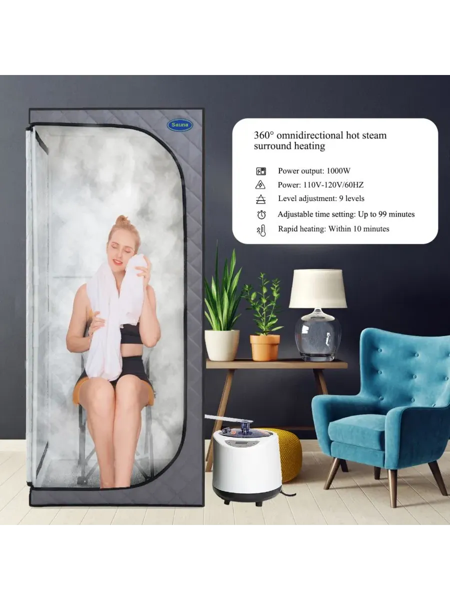 Персональная паровая сауна-палатка Streamdale с таймером и сертификатом FCC Streamdale Furniture — изображение 2 из 7, серый