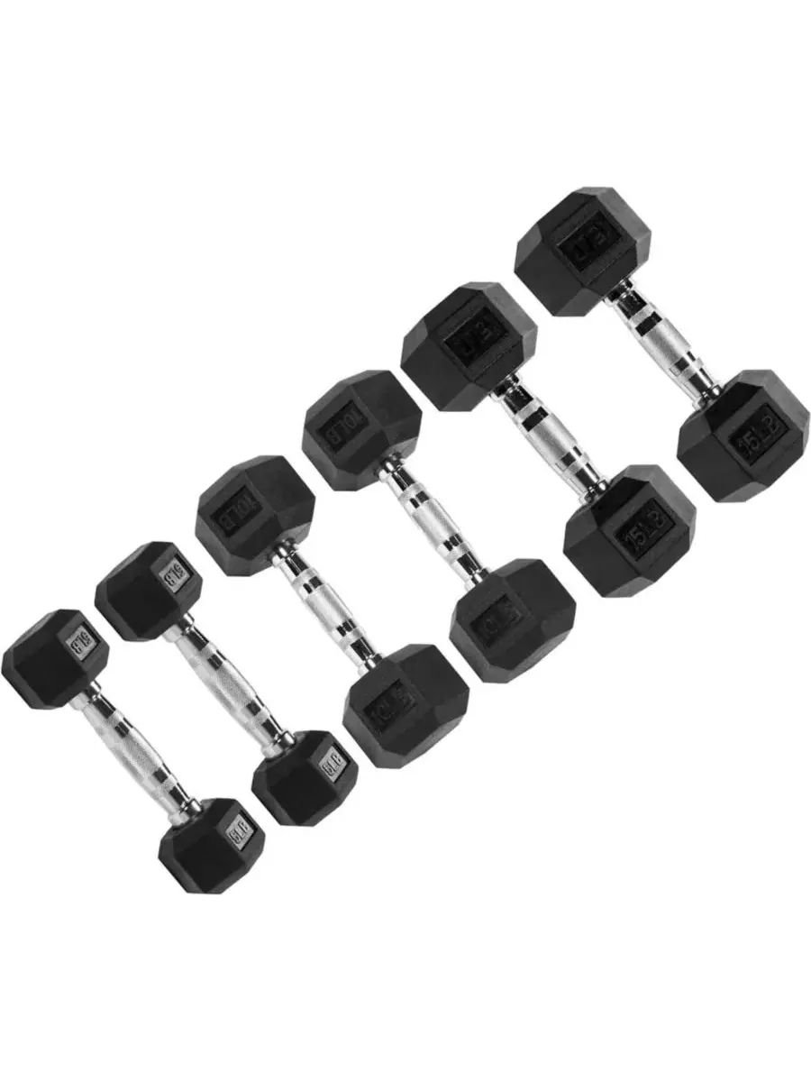 Набор шестигранных гантелей для силовых тренировок, весом 5, 10 и 7 кг Signature Fitness — мульти