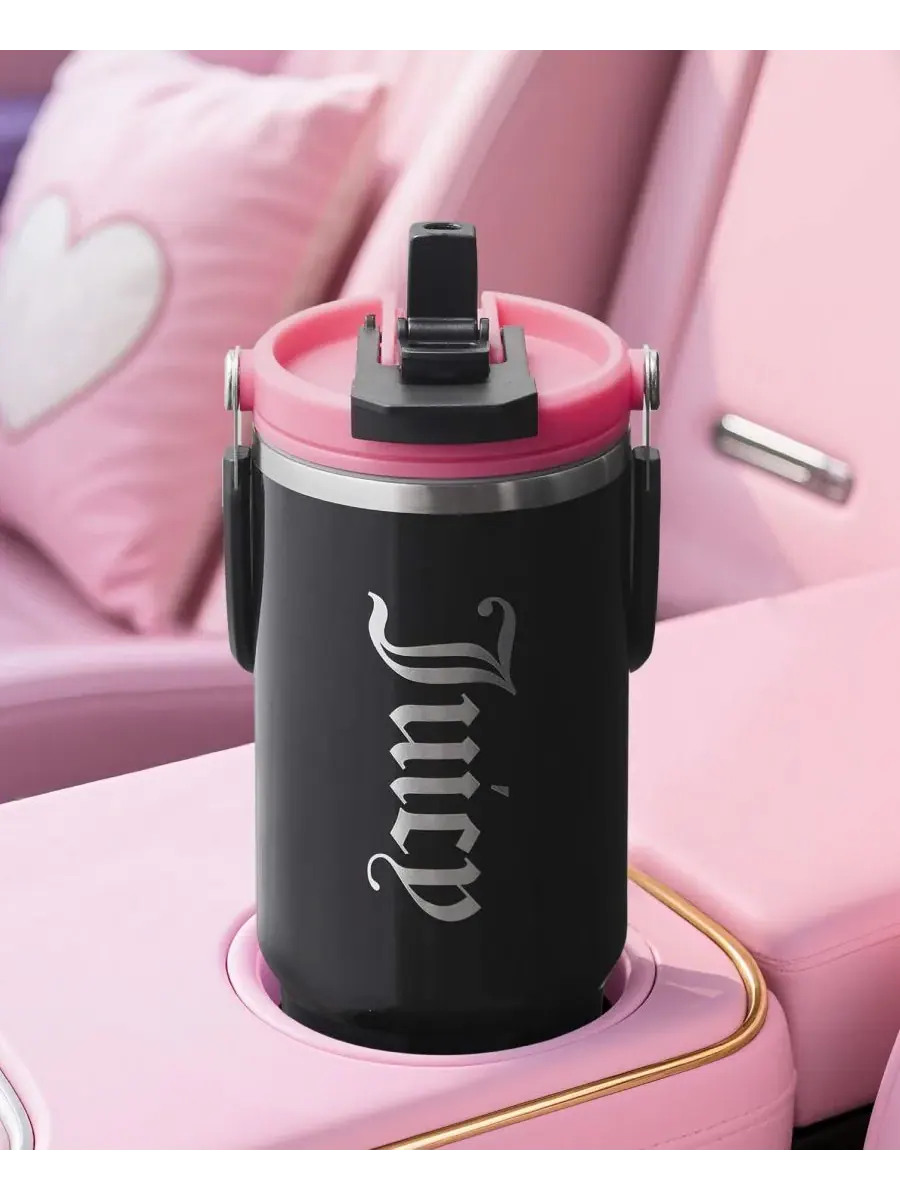 Термокружка Insulated Flip Fusion объемом 1 л (около 1,2 литра) Juicy Couture — изображение 2 из 8, черный