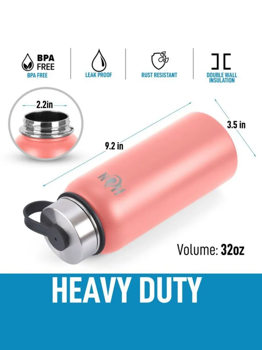 Термос Hydration Nation из нержавеющей стали, 955 мл, вакуумная изоляция Zulay Kitchen — изображение 3 из 9, персиковый