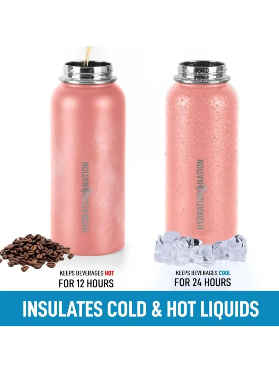 Термос Hydration Nation из нержавеющей стали, 955 мл, вакуумная изоляция Zulay Kitchen — изображение 4 из 9, персиковый