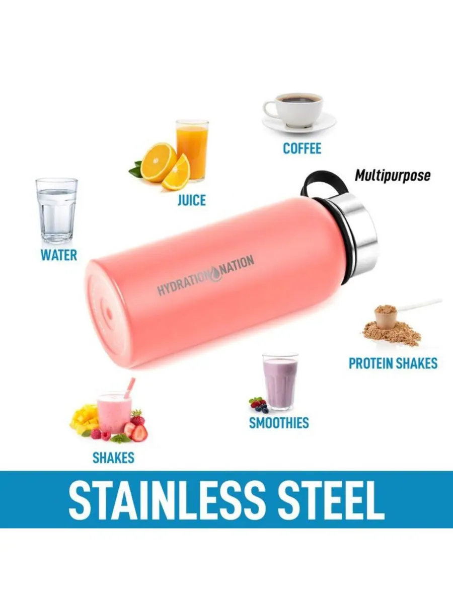 Термос Hydration Nation из нержавеющей стали, 955 мл, вакуумная изоляция Zulay Kitchen — изображение 8 из 9, персиковый
