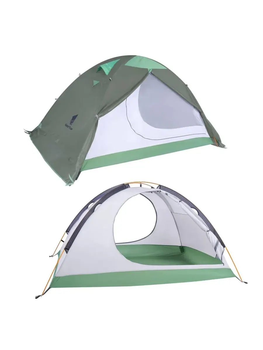 Сверхлегкая двухместная палатка для походов, водонепроницаемая, для всех сезонов, двухслойная, для — изображение 6 из 8