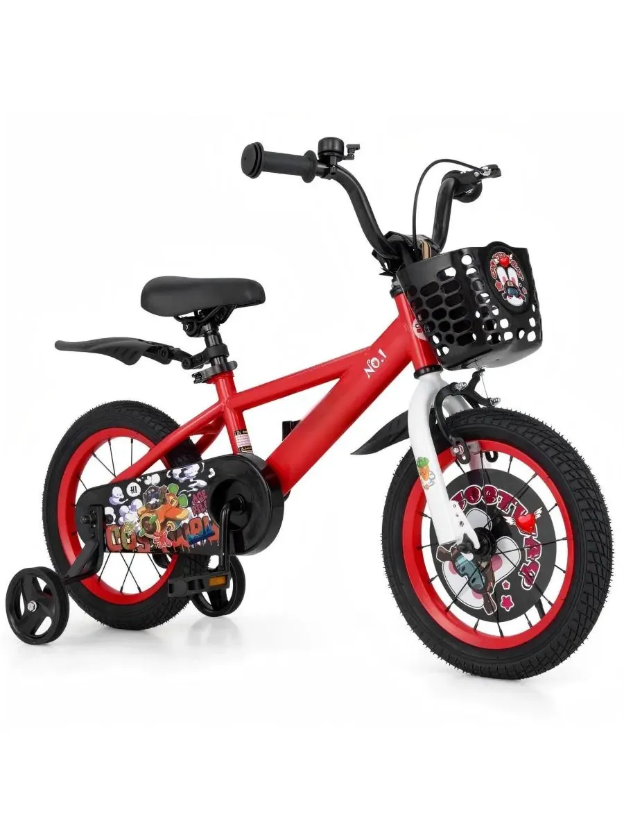 Велосипед детский 14 дюймов с корзиной и двойными тормозами HONGGE