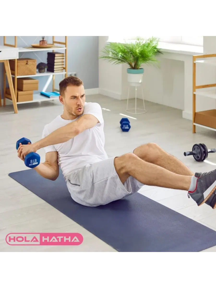 Набор неопреновых гантелей весом 3, 5, 8, 10 и 5 кг с подставкой для хранения Holahatha — изображение 7 из 11, нет цвета
