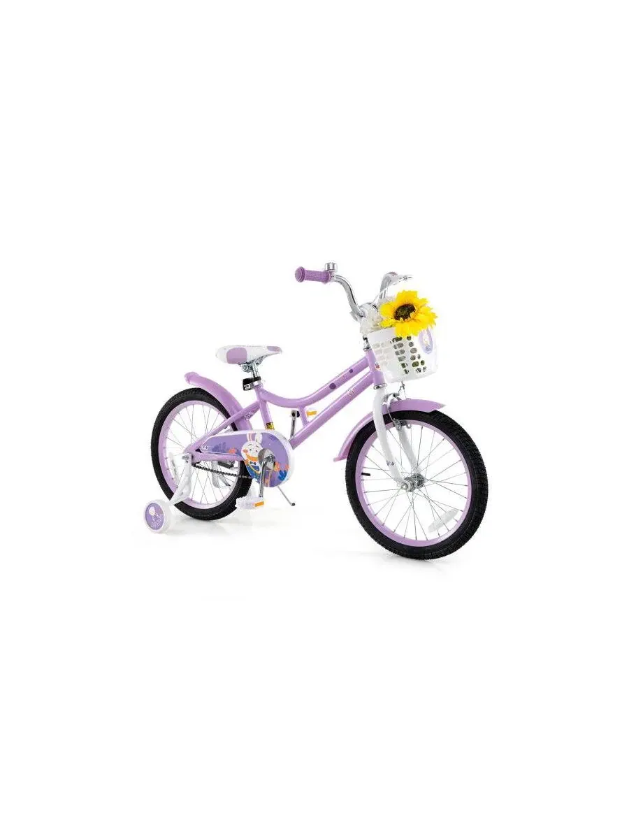 Детский велосипед с корзиной и съемными колесами Stability Purple Slickblue