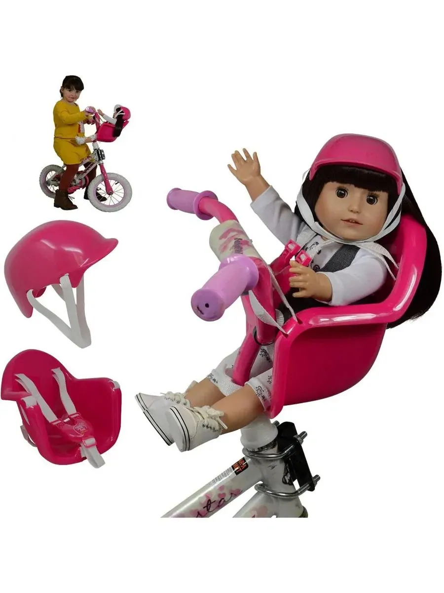 Детское сиденье для велосипеда для кукол и игрушек с шлемом The New York Doll Collection — розовый