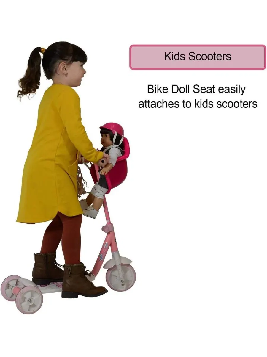 Детское сиденье для велосипеда для кукол и игрушек с шлемом The New York Doll Collection — изображение 2 из 3, розовый