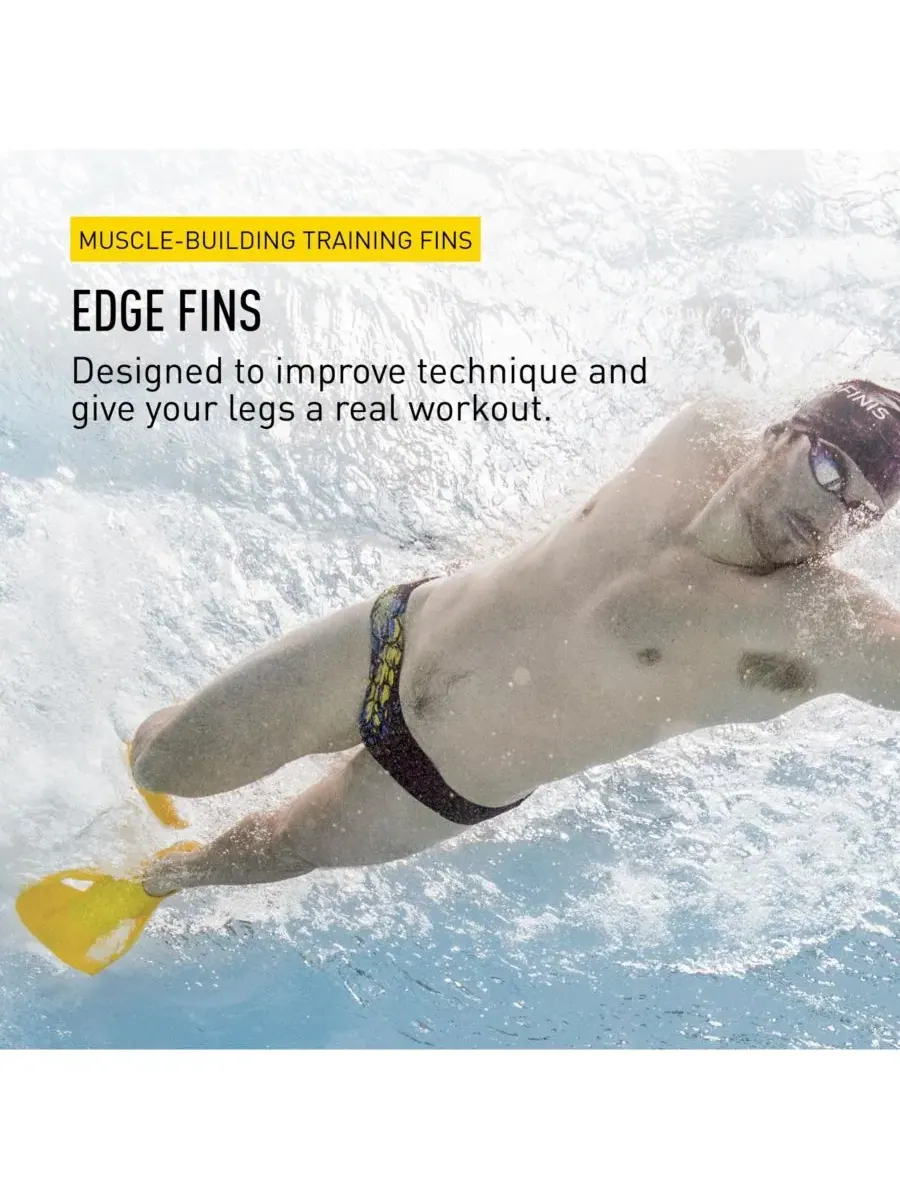 Ласты Edge Swim Fins - 100% силикон, форма и прочность, размер XXL Finis — изображение 2 из 3, желтый
