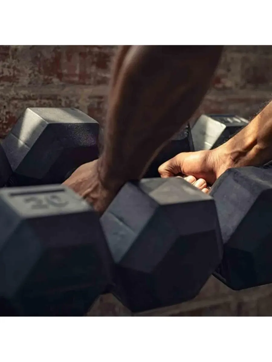 Набор шестигранных гантелей для силовых тренировок, 7 кг (7 кг) Signature Fitness — изображение 3 из 4, черный