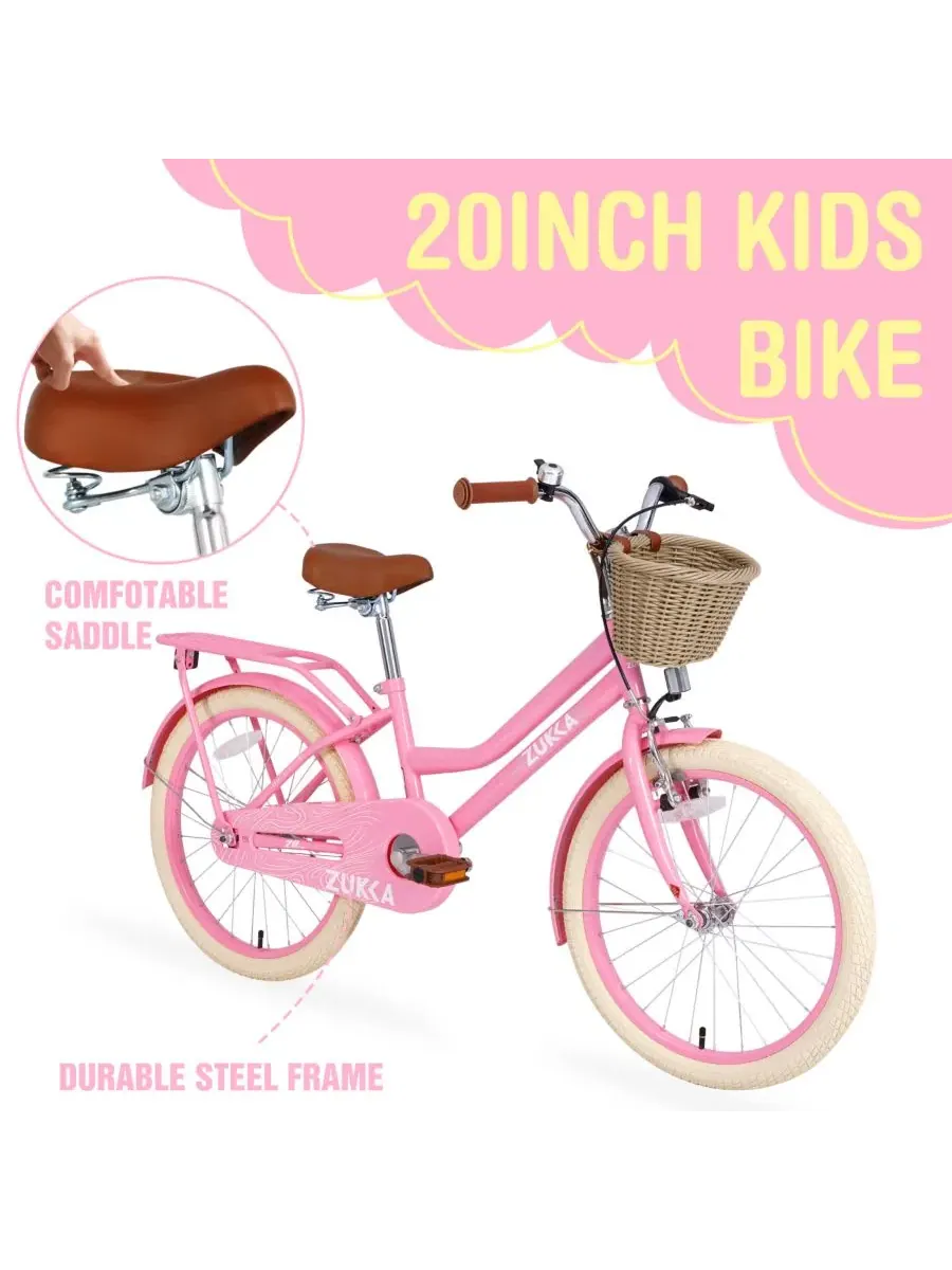 Детский велосипед Streamdale 51 см с корзиной для девочек 7-10 лет Streamdale Furniture — изображение 7 из 8, розовый