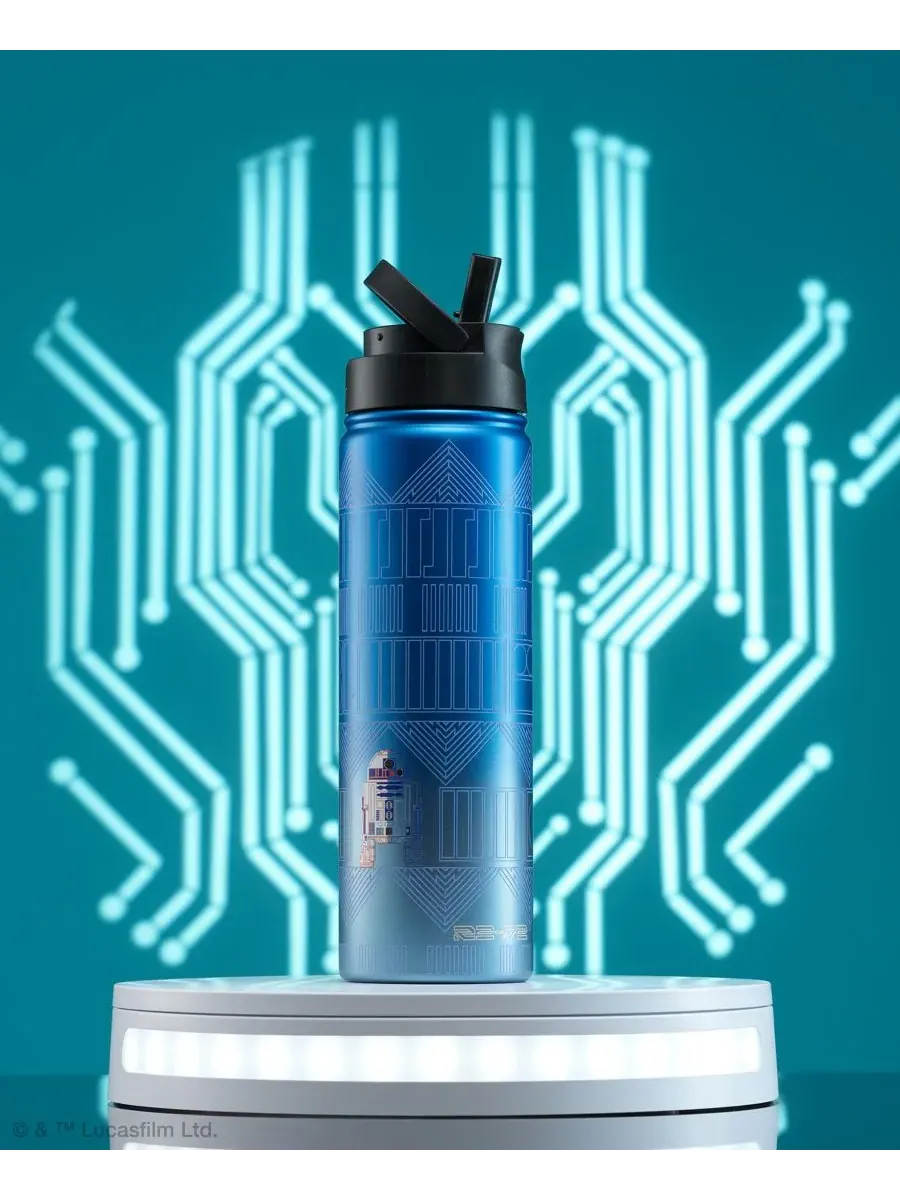 Термос Star Wars Linear Vacuum Insulated Water Bottle объемом 0,6 л (около 550 мл) Joyjolt — изображение 4 из 8, синий