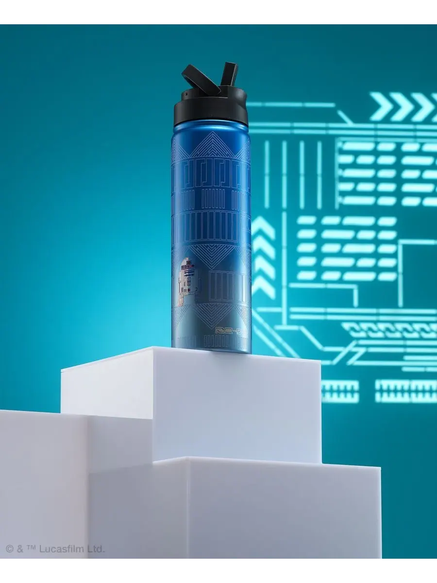 Термос Star Wars Linear Vacuum Insulated Water Bottle объемом 0,6 л (около 550 мл) Joyjolt — изображение 5 из 8, синий