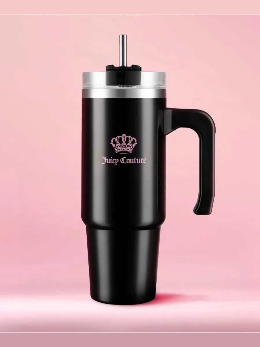 Стильная дорожная бутылка для воды - 0,9 л Juicy Couture — изображение 4 из 5, черный