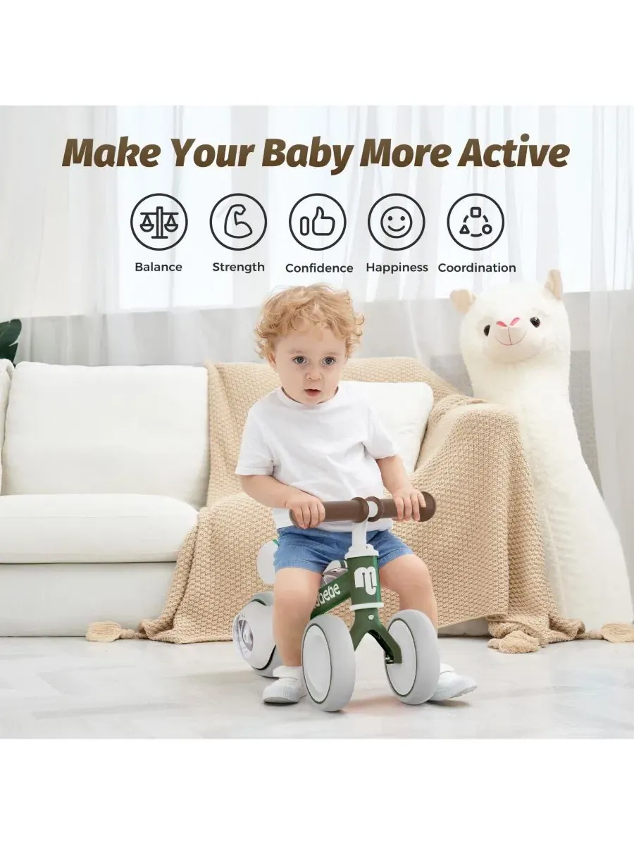 Беговел с регулируемым сиденьем Allobebe — изображение 4 из 11, зеленый