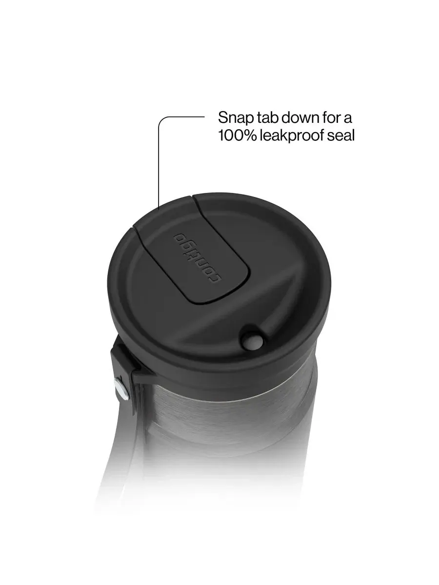 Бутылка для воды с трубочкой Stainless Steel Straw Contigo, Licorice Gunmetal — изображение 2 из 9