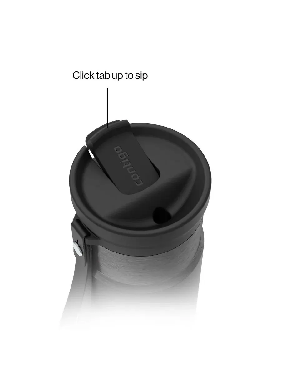 Бутылка для воды с трубочкой Stainless Steel Straw Contigo, Licorice Gunmetal — изображение 3 из 9