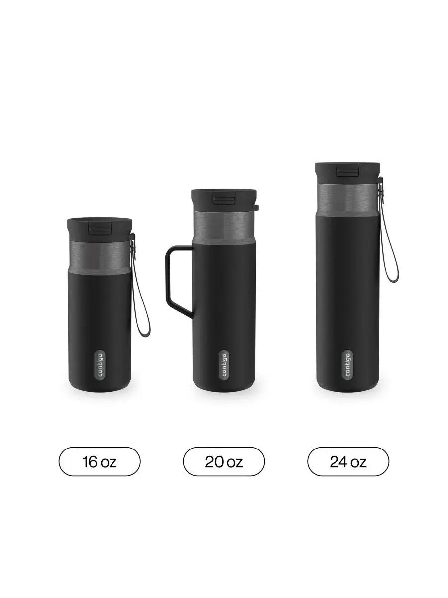 Бутылка для воды с трубочкой Stainless Steel Straw Contigo, Licorice Gunmetal — изображение 7 из 9