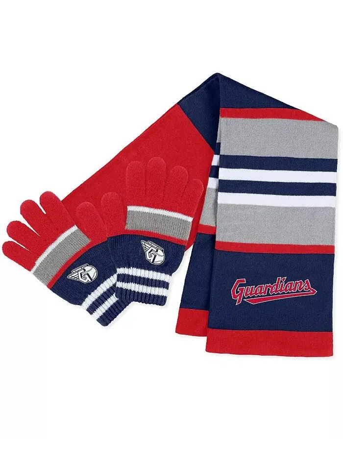 Женский комплект перчаток и шарфа Cleveland Guardians Stripe WEAR by Erin Andrews