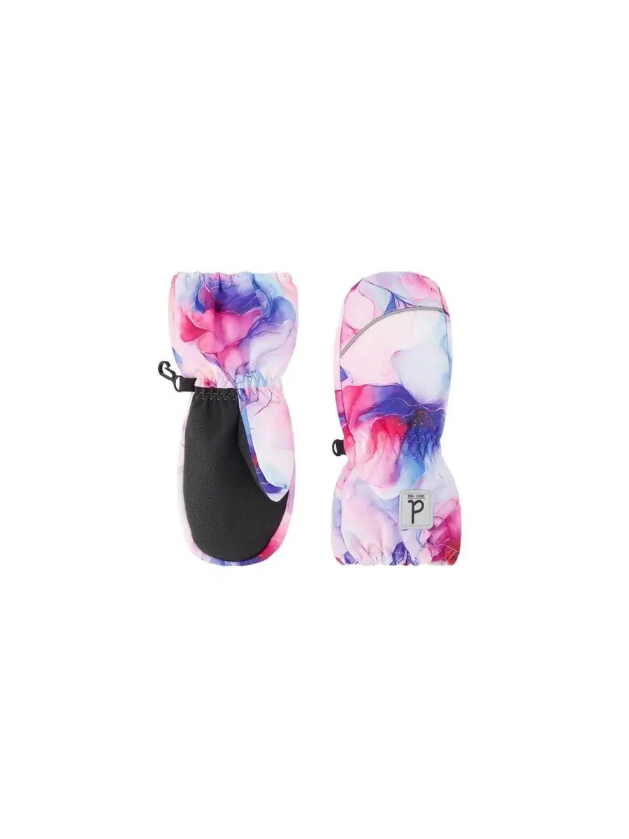 Зимние варежки для девочек с цветочным принтом Deux par Deux, Mauve Printed Flowers