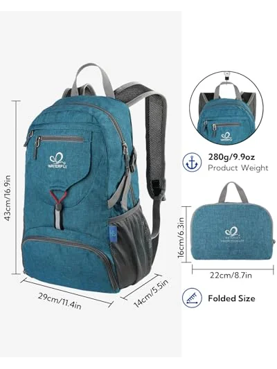 WATERFLY компактный туристический рюкзак 20л складной — изображение 2 из 6, голубой