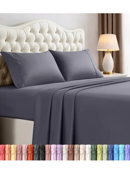 Utopia Bedding Queen Size Sheet Set постельное белье 4 предмета — изображение 1 из 6, серый
