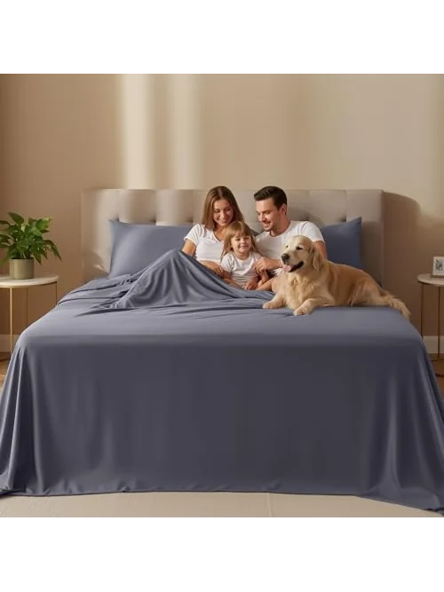 Utopia Bedding Queen Size Sheet Set постельное белье 4 предмета — изображение 2 из 6, серый