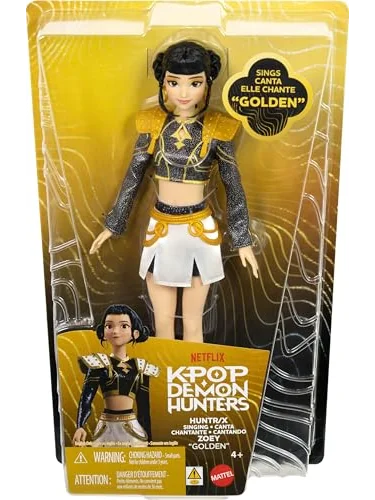 Mattel Kpop Demon Hunters кукла Зои «Golden» поющая с подвижными суставами — изображение 6 из 6, черный с золотым