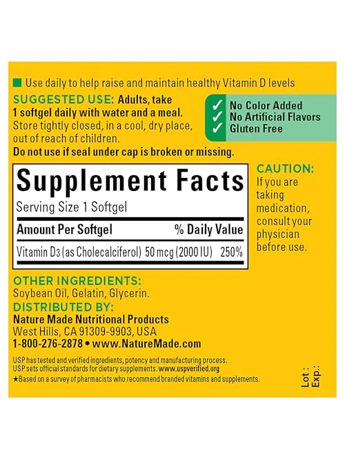 Nature Made Vitamin D3 2000 МЕ — витамин для здоровья — 6