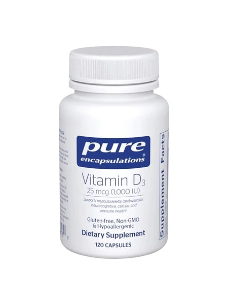 Pure Encapsulations Vitamin D3, 25 мкг, 120 капсул