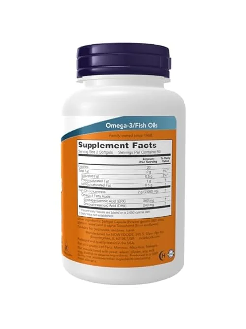 NOW Omega-3 Рыбий жир 1000мг 100 капсул — 2
