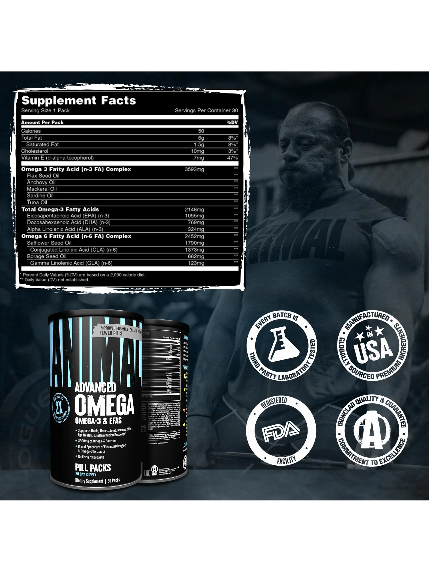 Animal Advanced Omega 3 - комплекс с EPA и DHA для спорта 30 пилов — 6