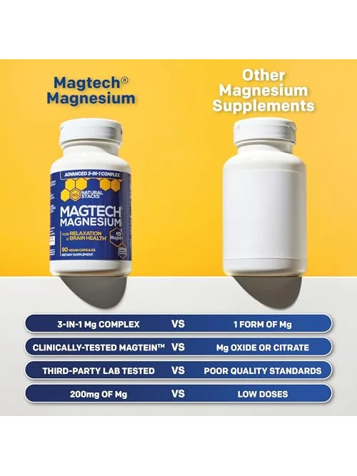MagTech, магний, комплекс 3-в-1, 90 капсул — 4