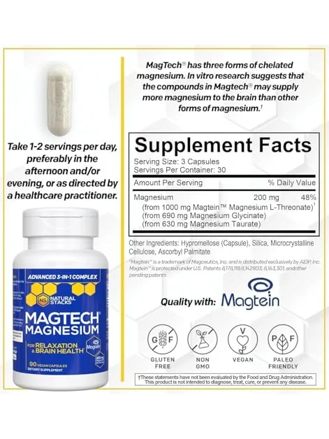 MagTech, магний, комплекс 3-в-1, 90 капсул — 6