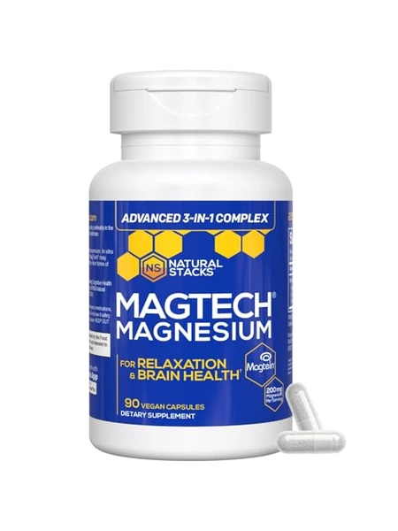 MagTech, магний, комплекс 3-в-1, 90 капсул