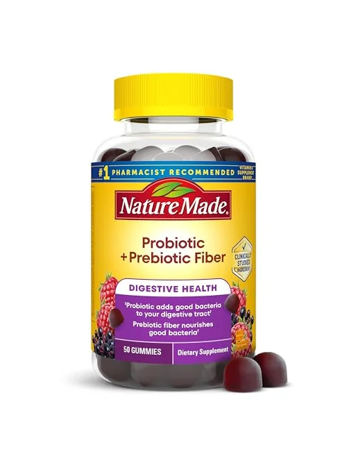 Nature Made Пробиотик + пребиотическая клетчатка жевательные конфеты для здоровья пищеварения — 1