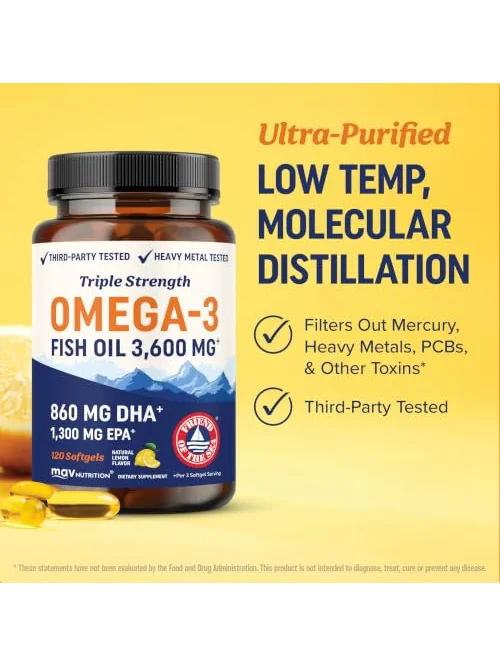 MAV Nutrition Рыбий жир Омега-3 тройной силы 3600 мг, 120 капсул — 5