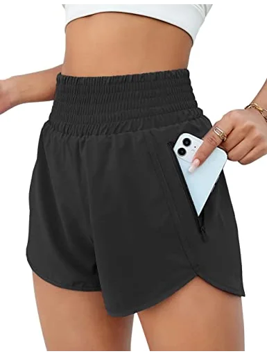 BMJL Women's Athletic Shorts High Waisted Running — изображение 1 из 6, черный