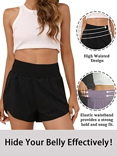 BMJL Women's Athletic Shorts High Waisted Running — изображение 4 из 6, черный