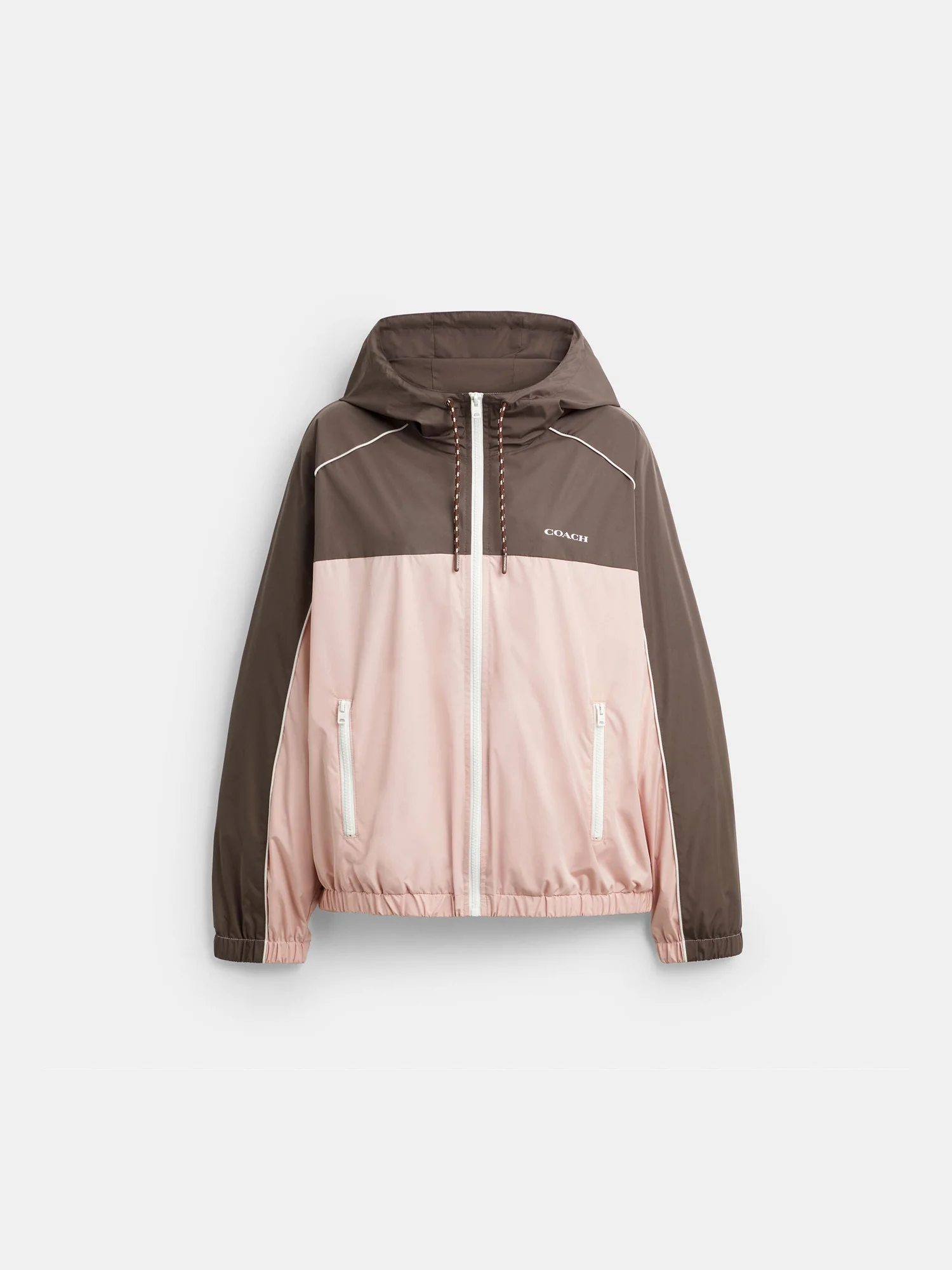 Ветровка Coach с капюшоном, каштаново-розовая — 15
