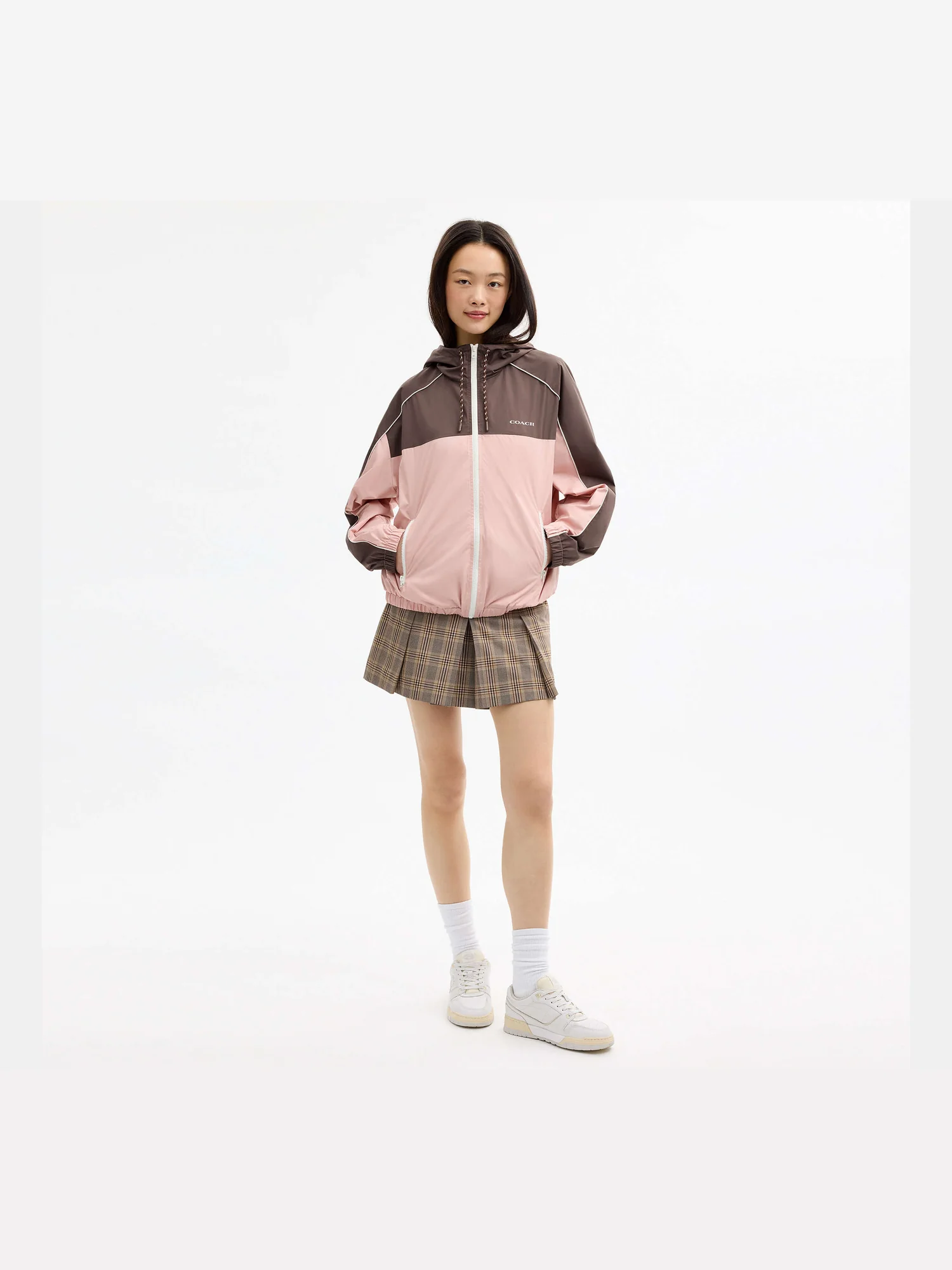 Ветровка Coach с капюшоном, каштаново-розовая — 16