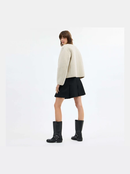 Короткая куртка-кардиган Coach из шерпы, бежевая