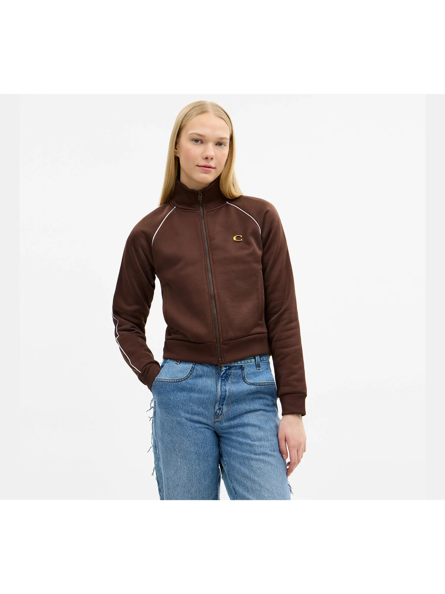 Олимпийка Coach на молнии с воротником-стойкой — 8