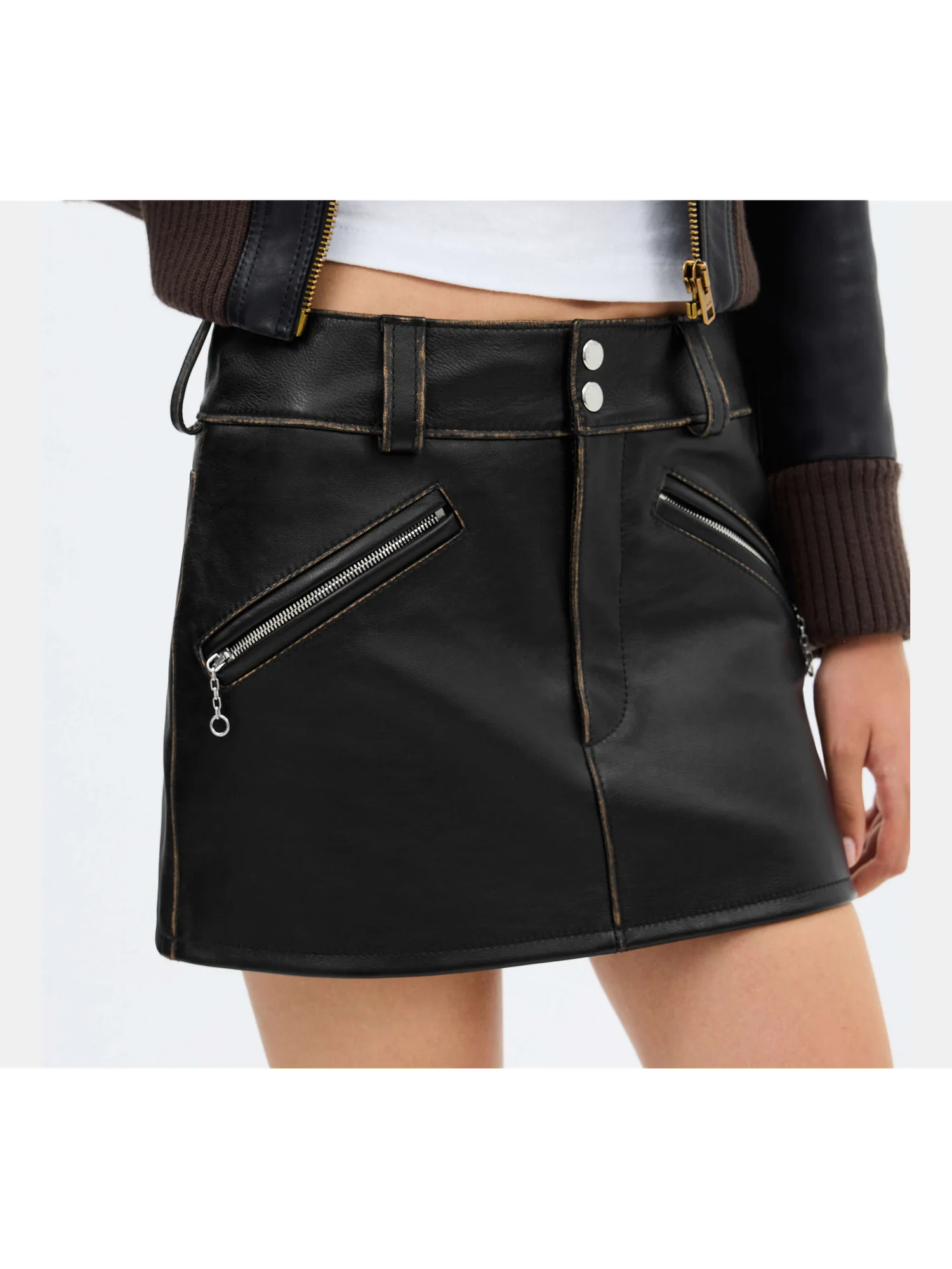 Кожаная мини-юбка Coach в байкерском стиле — 2