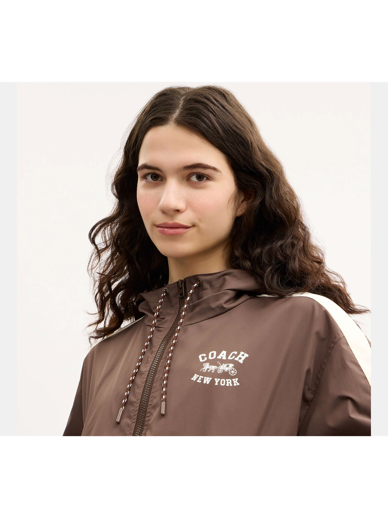 Ветровка Coach колор-блок, коричневая — 14