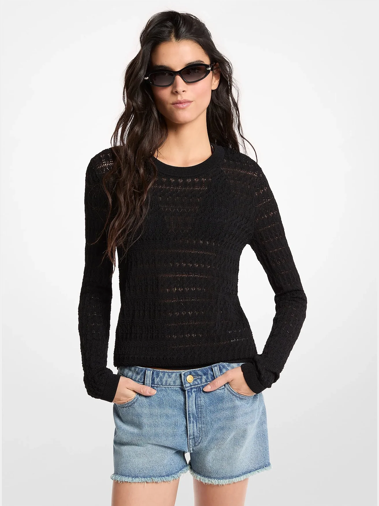 Ажурный джемпер Michael Kors из эластичного трикотажа — 1