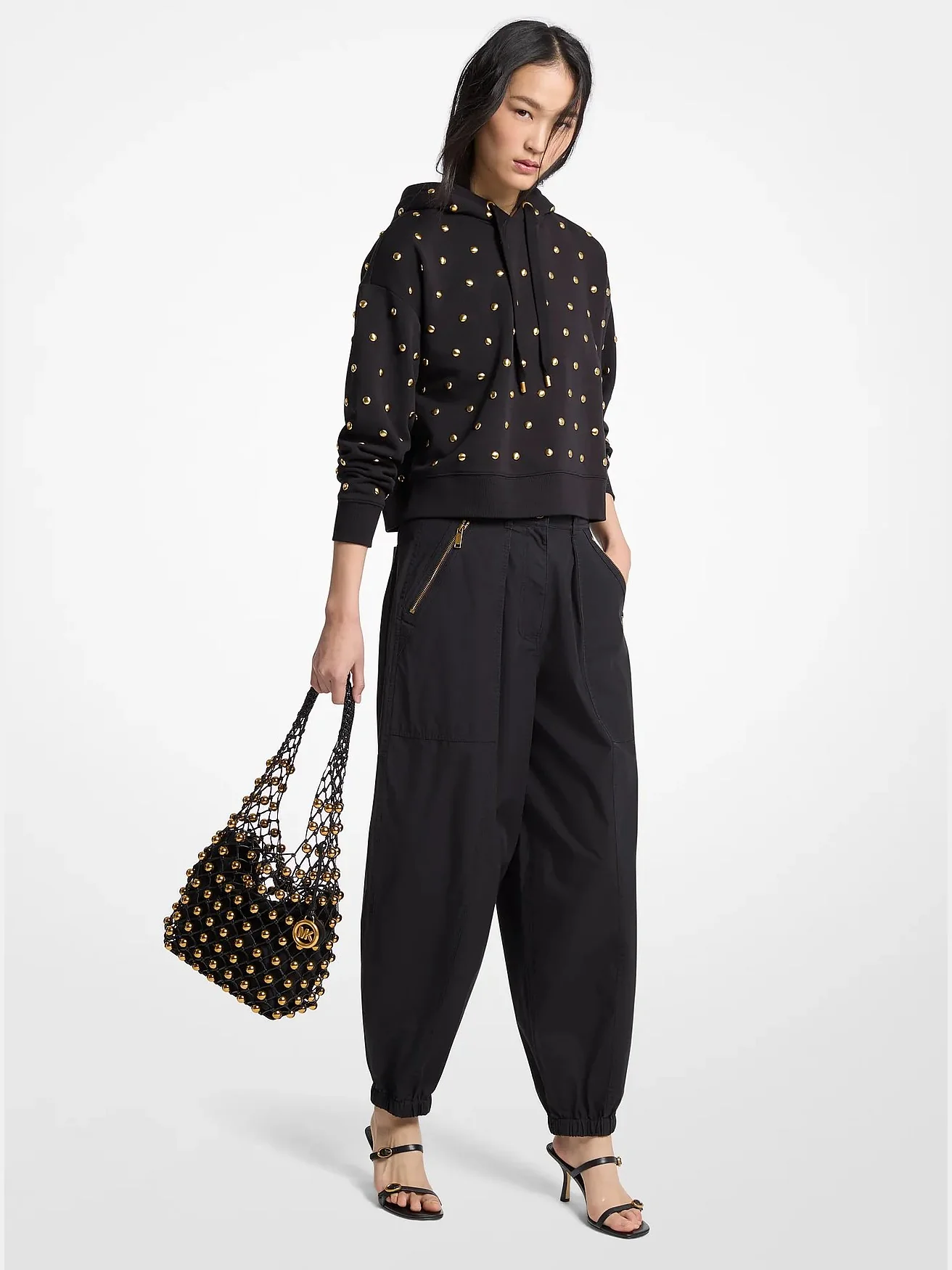Брюки-джоггеры Michael Kors из хлопкового поплина чёрные — 1