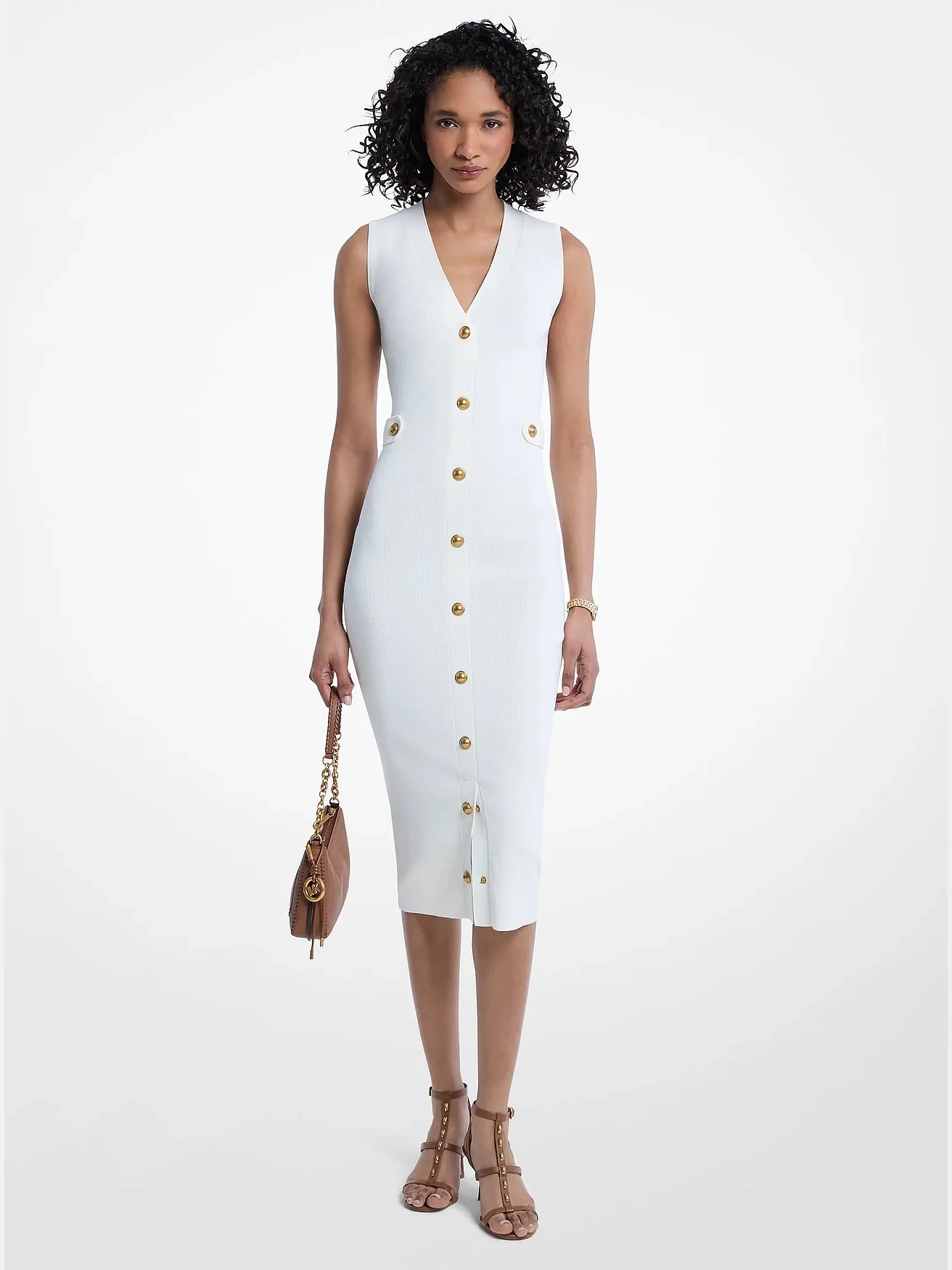 Платье-свитер Michael Kors из эластичного трикотажа, молочное — 1