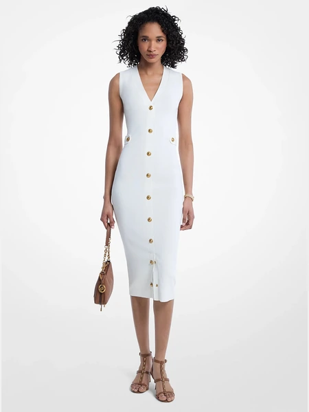 Платье-свитер Michael Kors из эластичного трикотажа, молочное