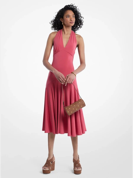 Платье-халтер Michael Kors из матового джерси, ягодно-розовое